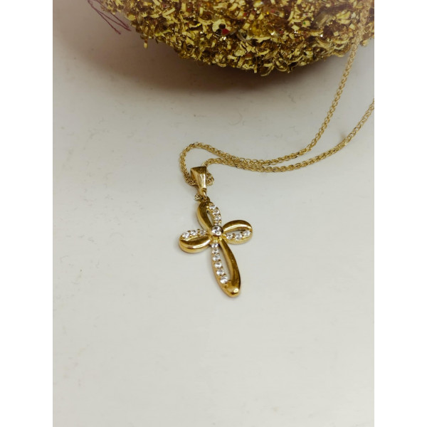 Κολιέ σταυρός χρυσό 9Κ ΚΛΧ147