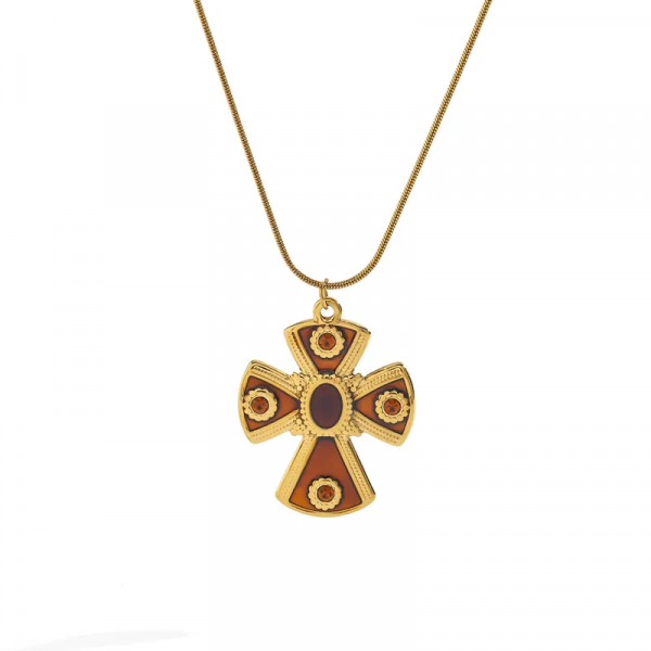 Κολιέ σταυρός βυζαντινός ατσάλινος ΚΑΣ53